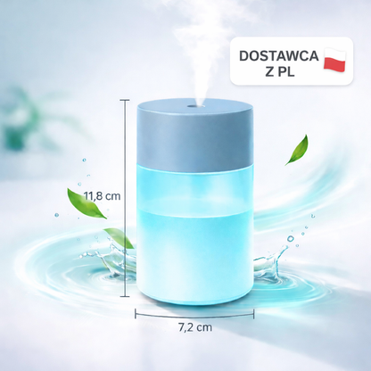 Nawilżacz powietrza ultradźwiękowy USB - cichy dyfuzor aromaterapii LED | wysyłka z Polski